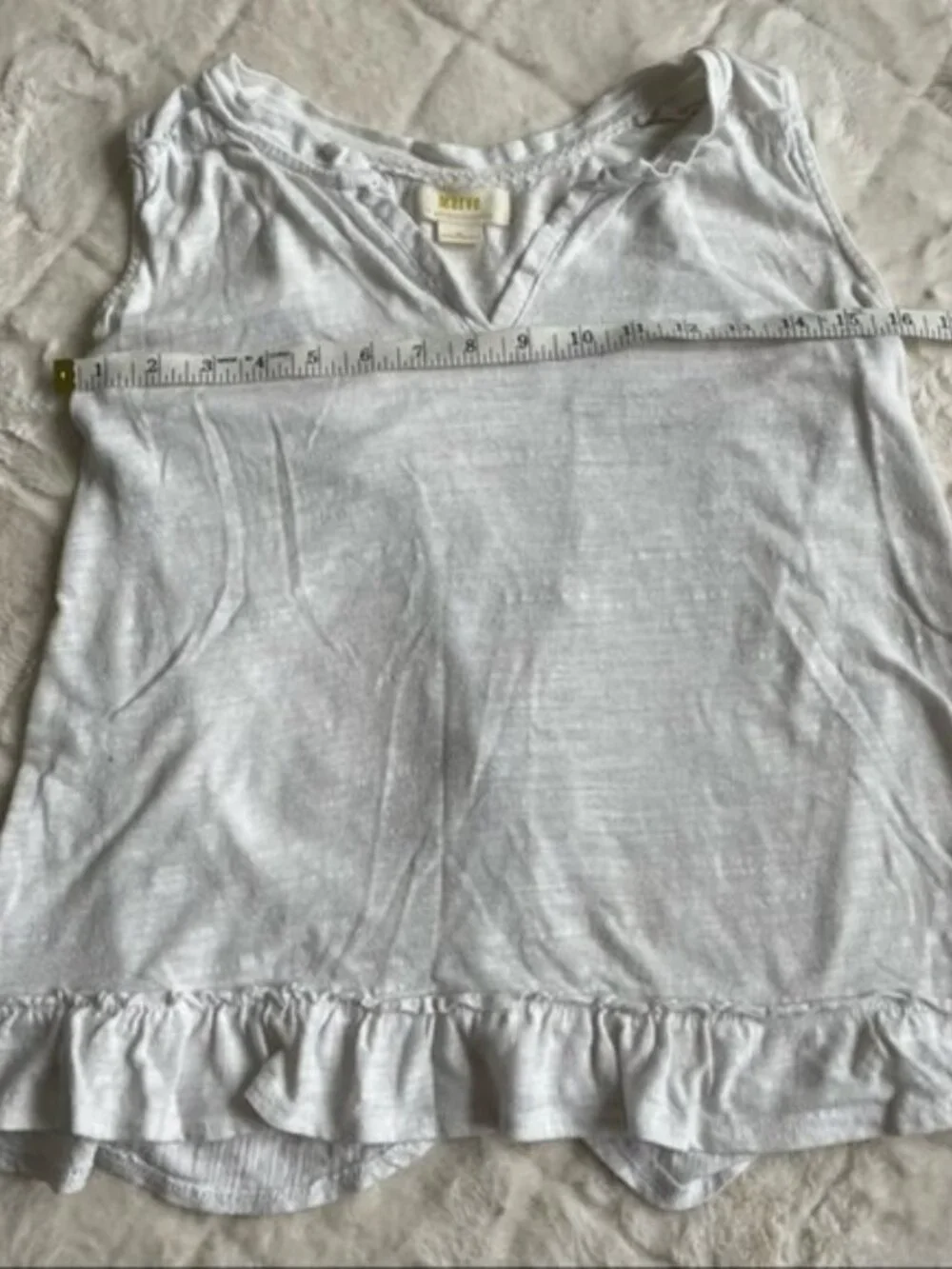 Maeve by Anthropologie | White Ruffle Sleeveless Tank Top | Size Extra Small